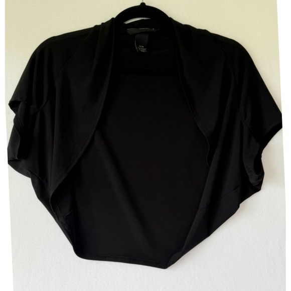 Venezia Sweaters - Venezia Black Short‑Sleeve Shrug – Size 14/16